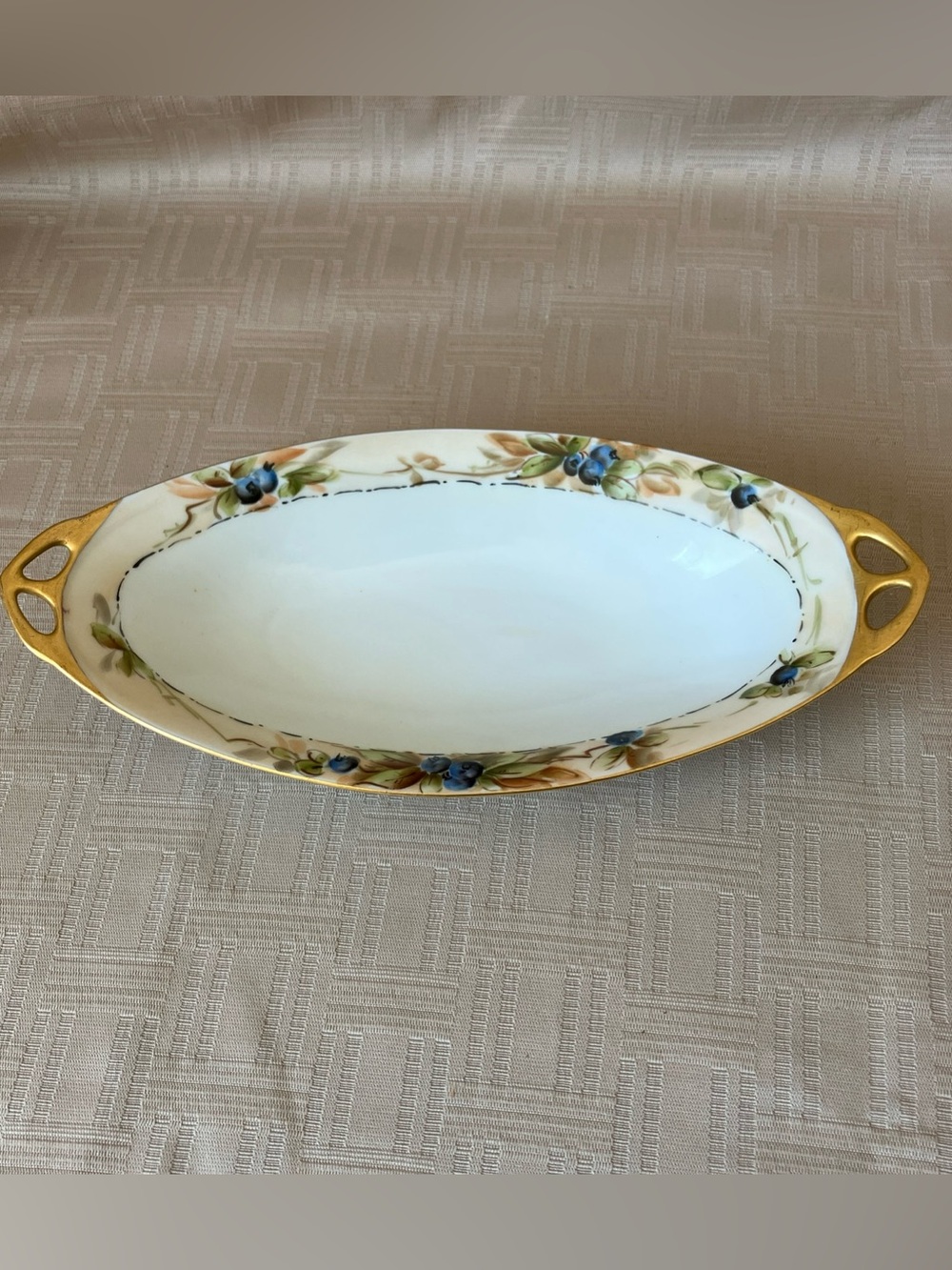 Antique Hutschenreuther Bavaria 1910's-30's Hand Painted Celery / Candy Dish
